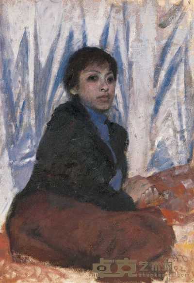 何多苓 1982年作 女子肖像 73×50cm
